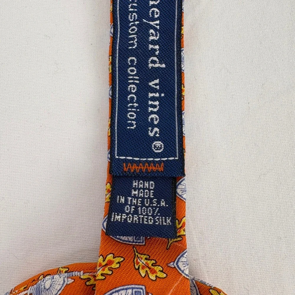 Vineyard Vines Kids Bow Tie Silk Custom Collection‎ Orange Shield Oak Leaves